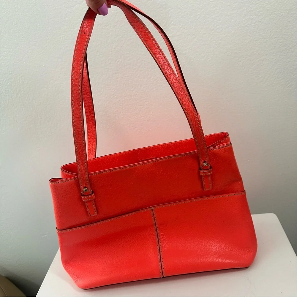 Kate Spade Grand Street Gabriel Tote Orange Pebbled Leather Shoulder Bag